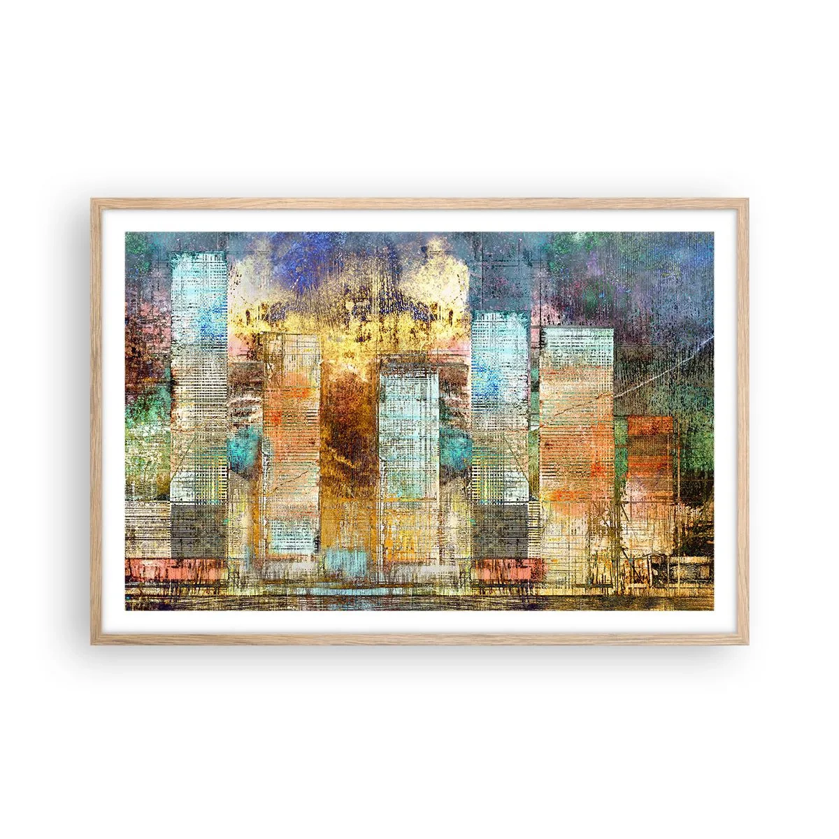 Poster in light oak frame - Sunny Metropolis - 91x61 cm