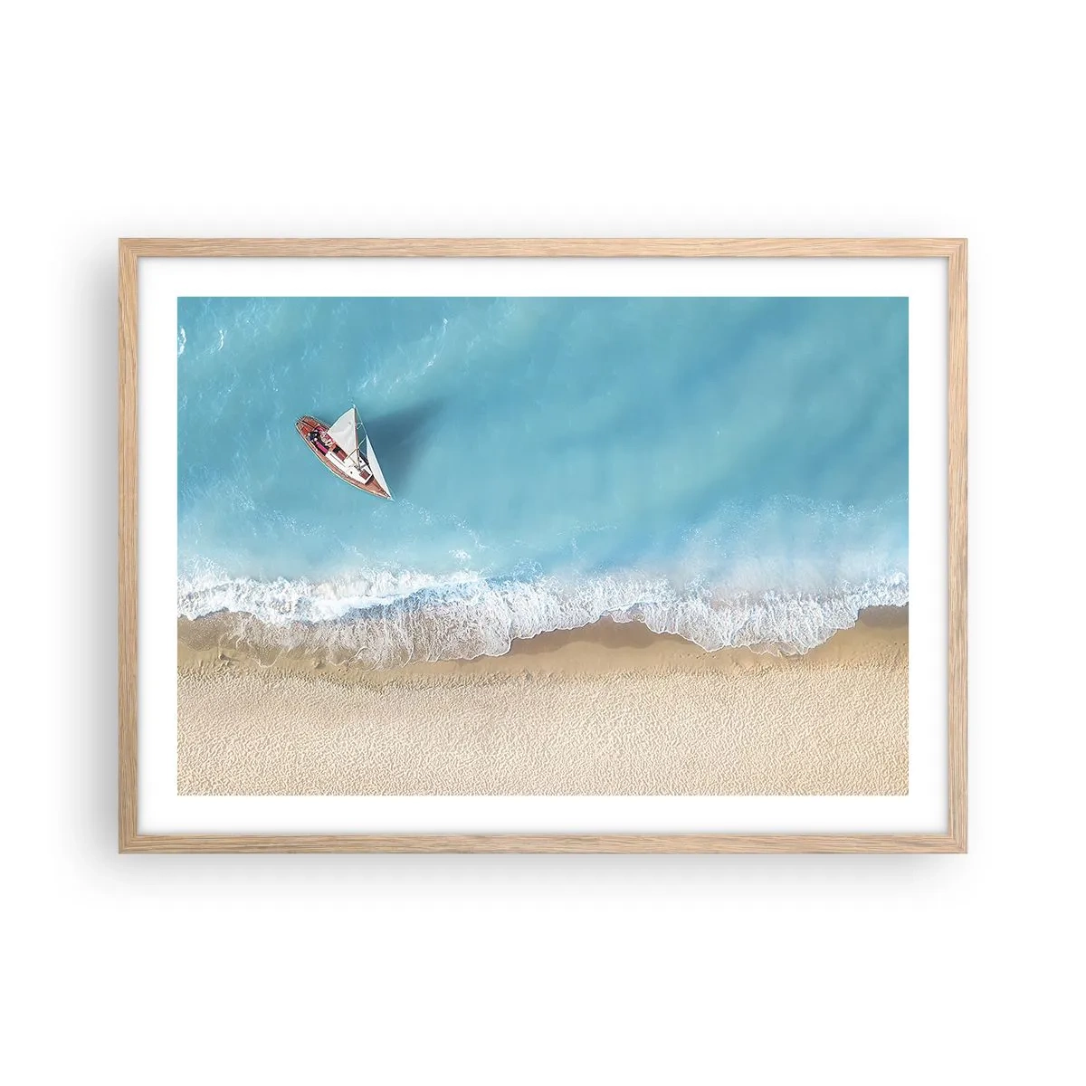 Poster in light oak frame - On the Border of Blue and Gold - 70x50 cm