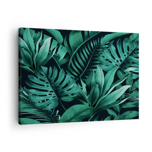 Canvas picture - Tropical leaves in shades of intense green - 70x50cm - Depth of Tropical Green - Modern wall decoration for the living room and bedroom ARTTOR