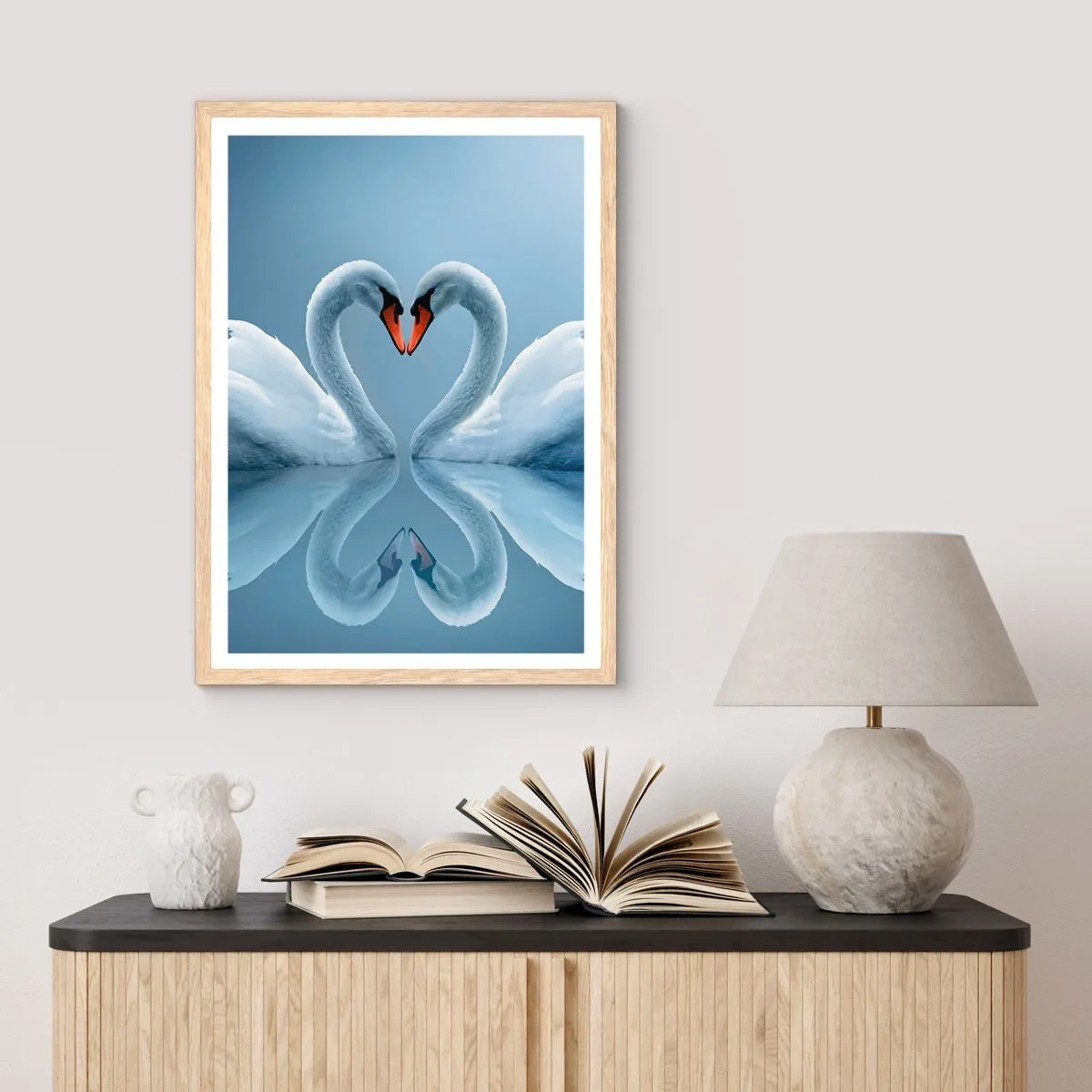 Poster in light oak frame - Time for Love - 70x100 cm