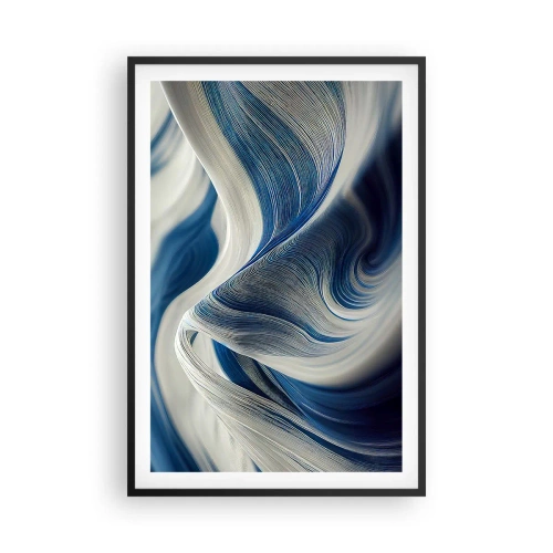 Poster in black frame - Fluidity of Blue and White - 61x91 cm