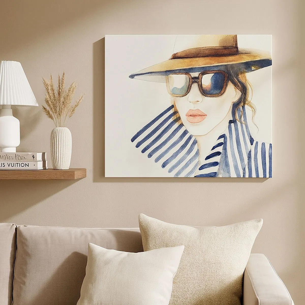 Canvas picture - Portrait of a woman in a hat and sunglasses - 70x50cm - Welcome to Florida! - Modern wall decoration for the living room and bedroom ARTTOR