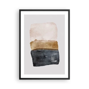 Poster in black frame - Abstract watercolor in earthy tones - 50x70cm - Composition of the Colours of the Soil - Modern wall decoration for the living room and bedroom ARTTOR
