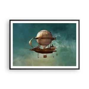 Poster in black frame - Greetings from Jules Verne - 100x70 cm