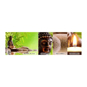 Photo Wallpaper Sample Self-Adhesive Deluxe Sticker - Life Is Beautiful - Buddha, Bamboo, Spa - 100x30 cm