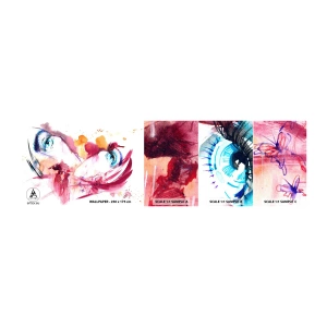 Photo Wallpaper Sample Self-Adhesive Deluxe Sticker - In Close-up the World Is Blooming  - Abstraction, Woman's Face, Female Eyes - 100x30 cm