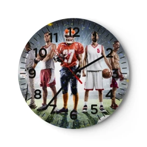 Wall clock - Clock on glass - Gladiators of the Pitch - 30x30 cm