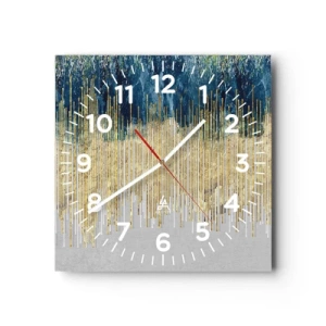 Wall clock - Clock on glass - Glided Border - 40x40 cm
