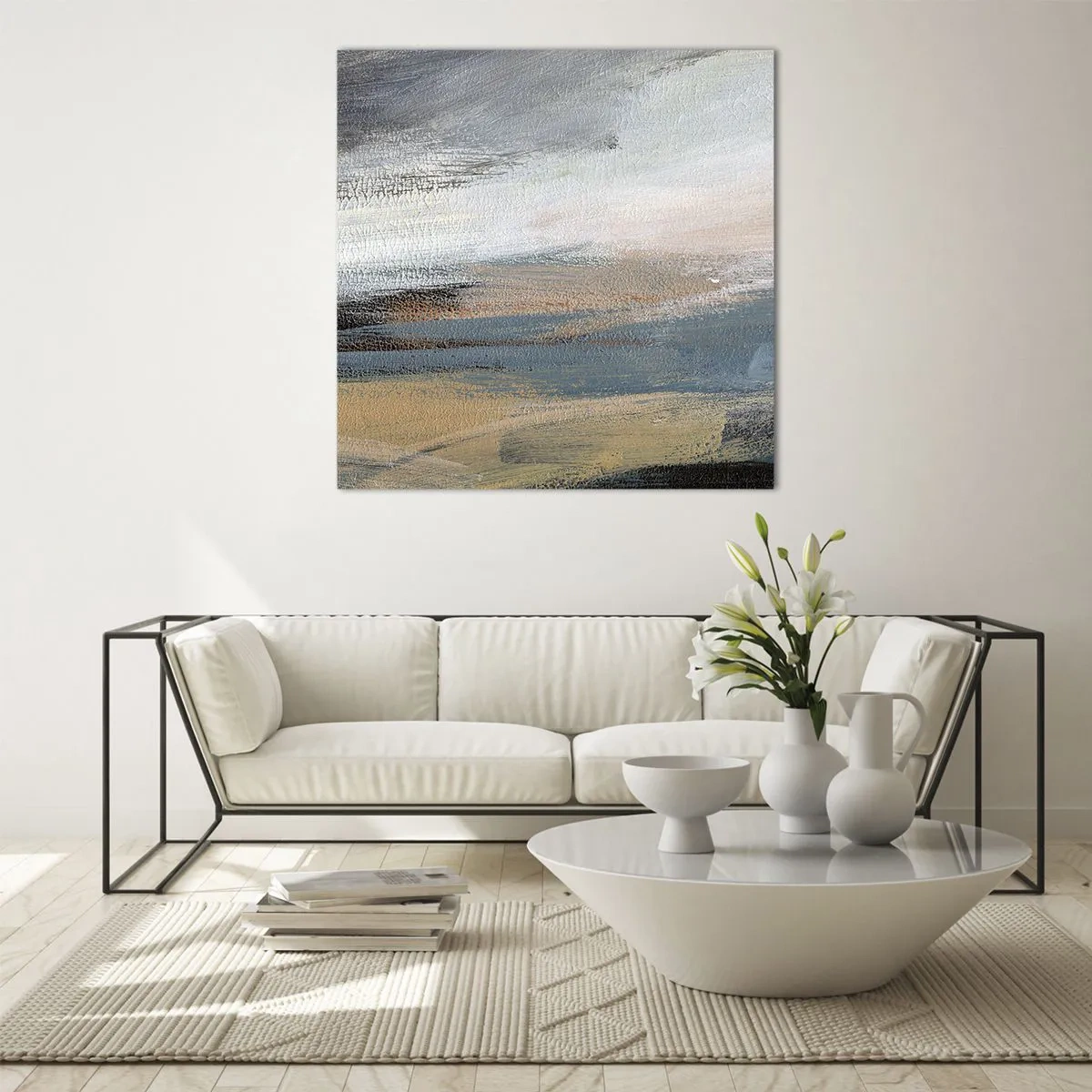 Glass picture - Abstract: Northern Landscsape - 40x40 cm