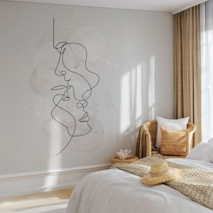 Photo Wallpaper Standard Eco - Minimalist face line on an abstract background - 100x70cm - Tangled up in an Embrace - Modern wall decoration for the living room and bedroom ARTTOR