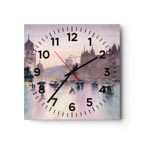 Wall clock - Clock on glass - In a Rainy Fog - 30x30 cm