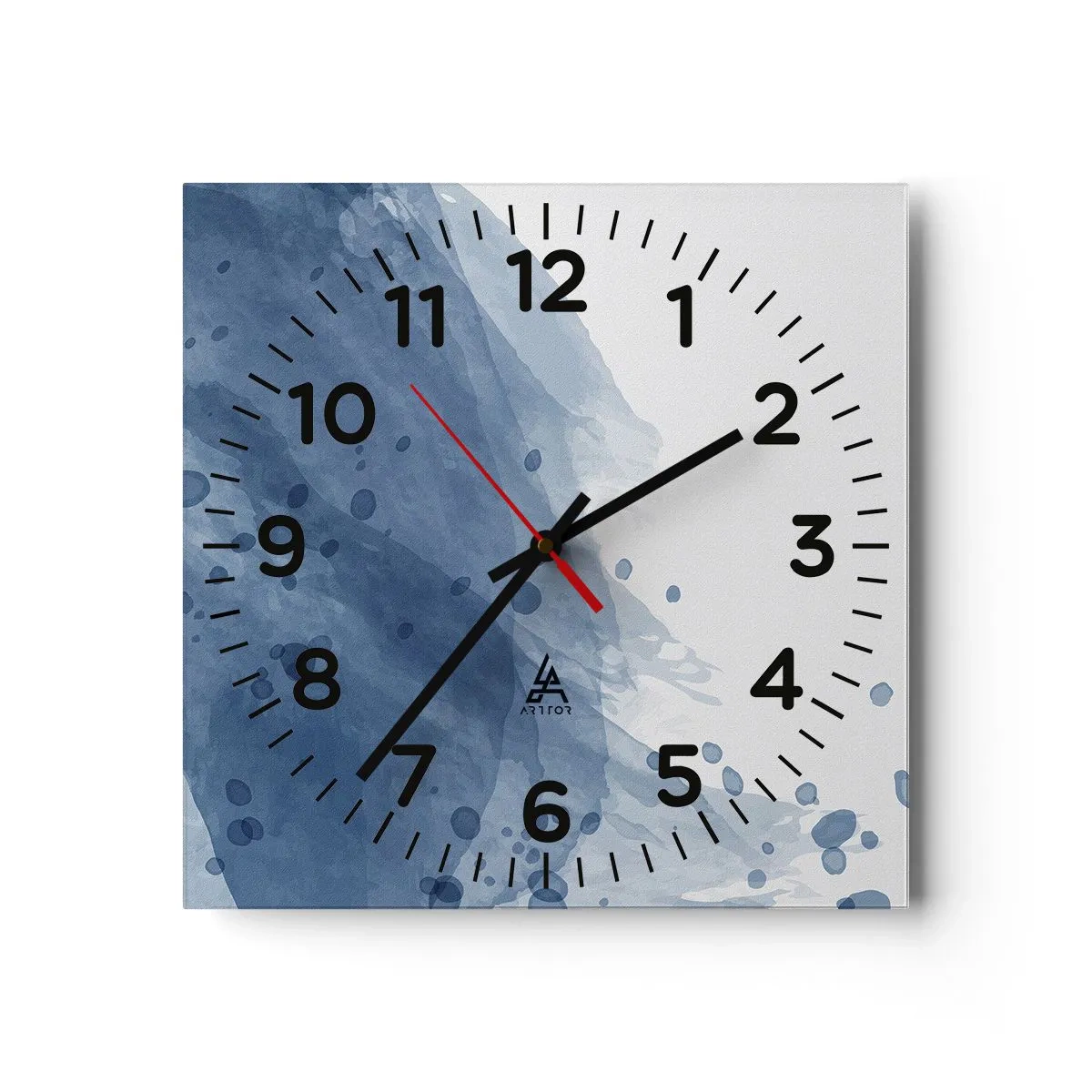 Wall clock - Clock on glass - Blue Tulle - 40x40 cm