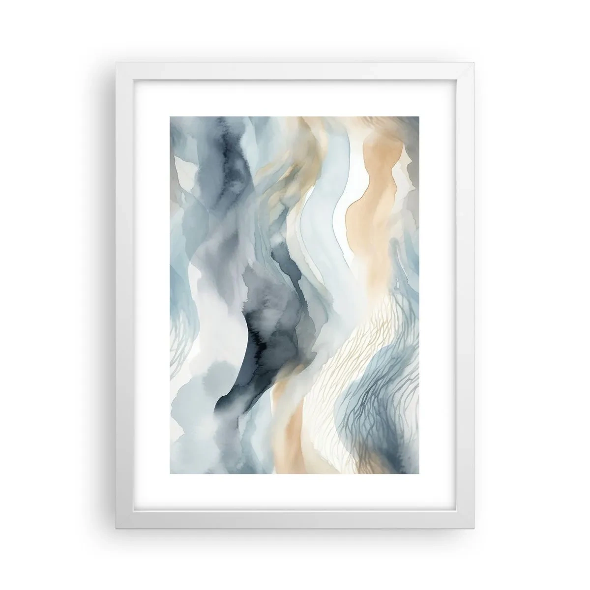 Poster in white frmae - Snowy and Foggy Abstract - 30x40 cm