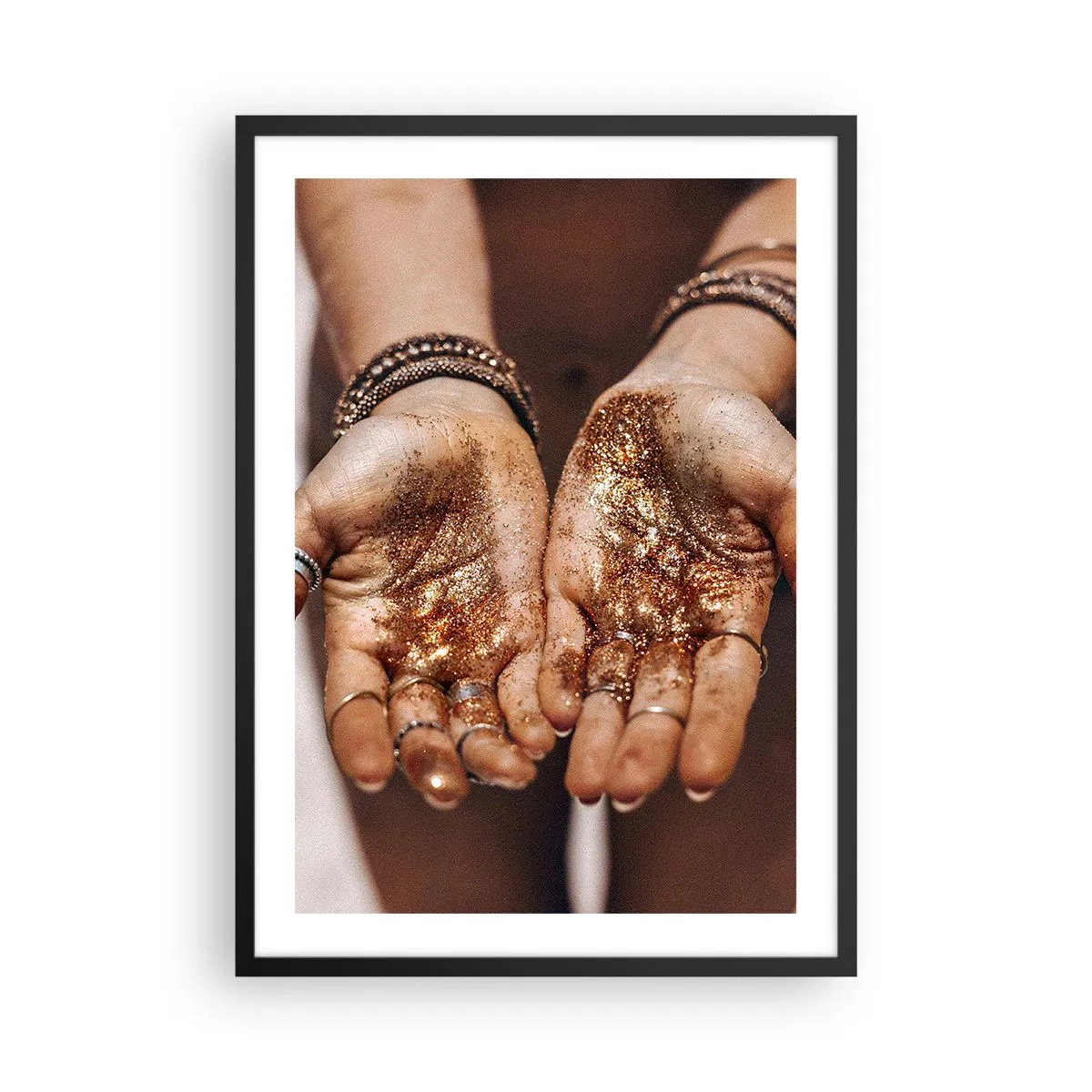Poster in black frame - Hands with shiny glitter - 50x70cm - Gift for You - Modern wall decoration for the living room and bedroom ARTTOR