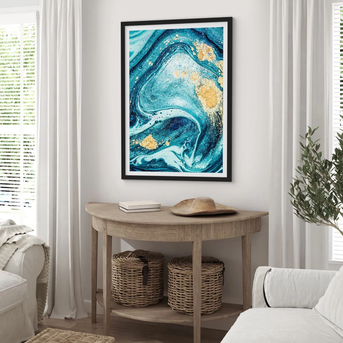 Poster in black frame - Blue Whirl - 61x91 cm