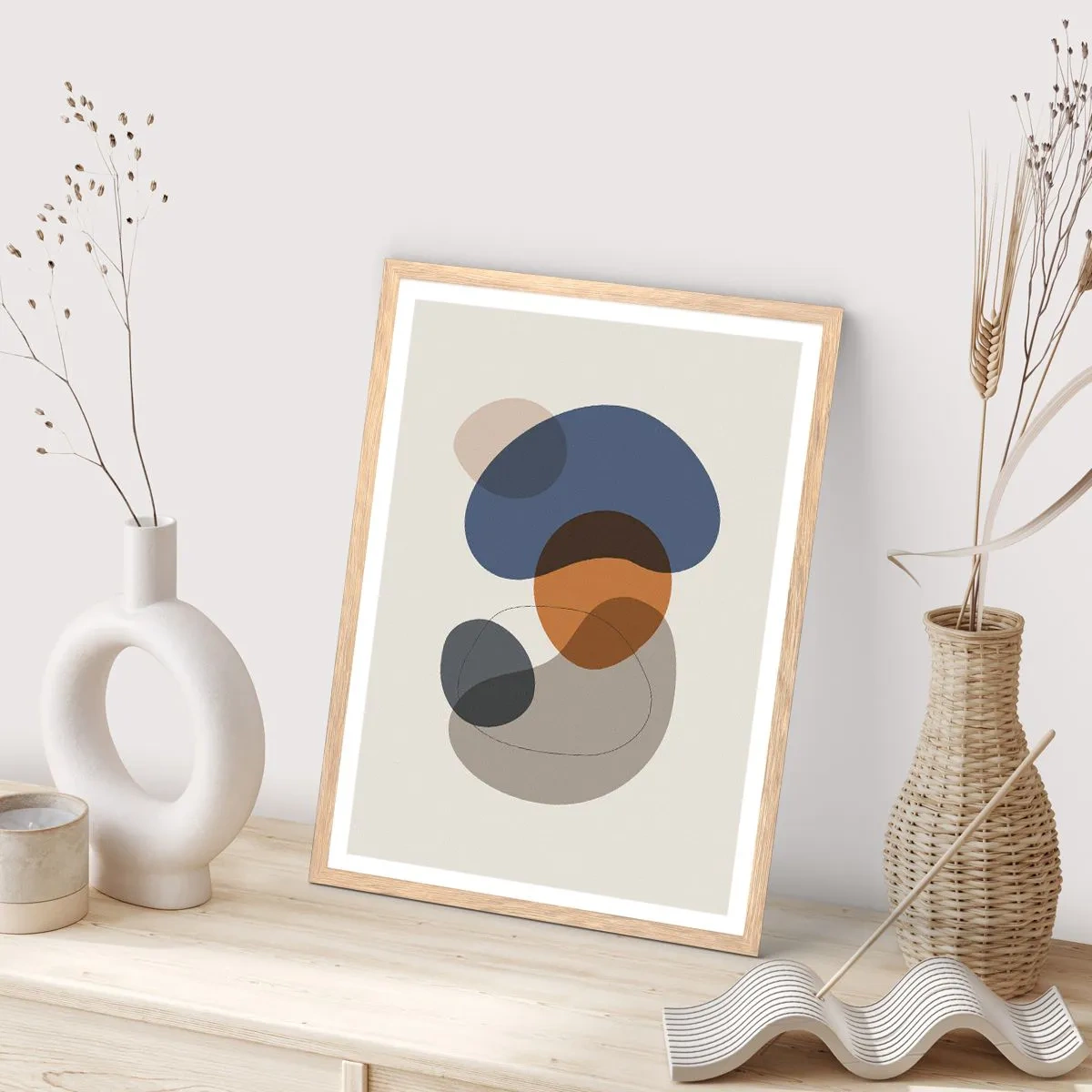 Poster in light oak frame - Drops of Colours - 30x40 cm