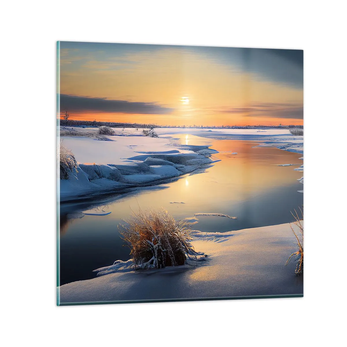 Glass picture - Winter Sunset - 30x30 cm