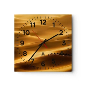 Wall clock - Clock on glass - Caravan on the Waves of a Desert - 40x40 cm