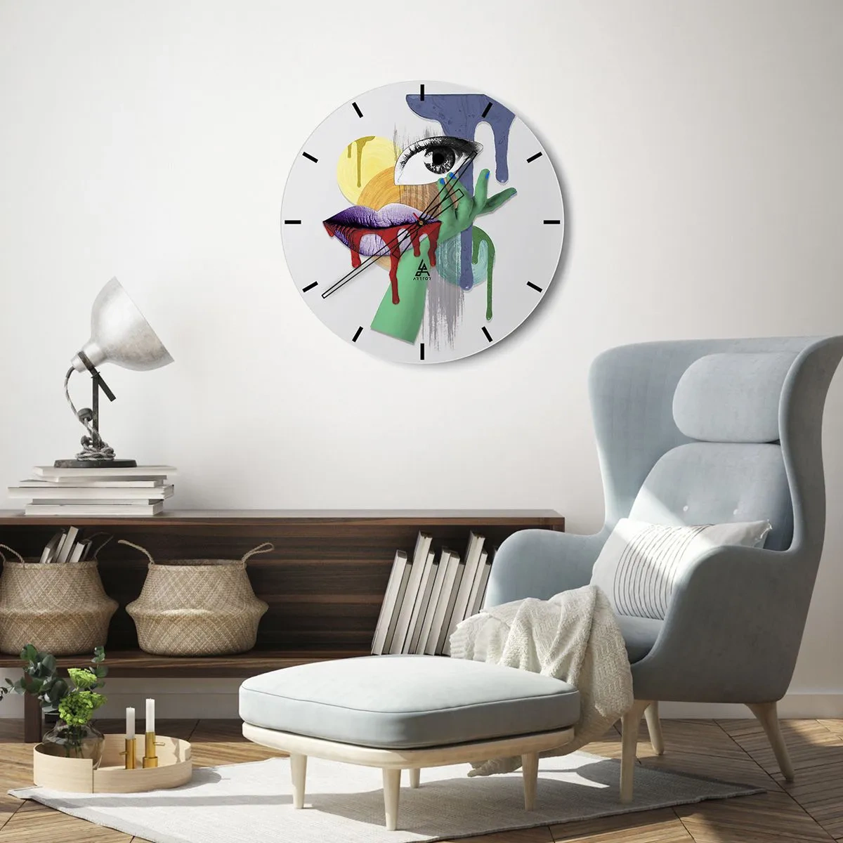 Wall clock - Clock on glass - Deconstructed Portrait - 40x40 cm