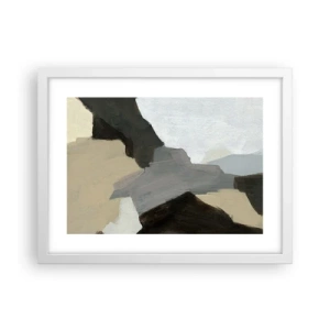 Poster in white frmae - Abstract: Crossroads of Grey - 40x30 cm