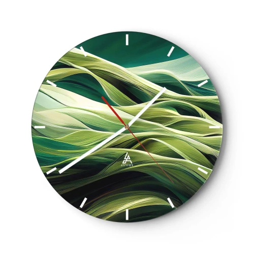 Wall clock - Clock on glass - Abstract Playing Green - 40x40 cm