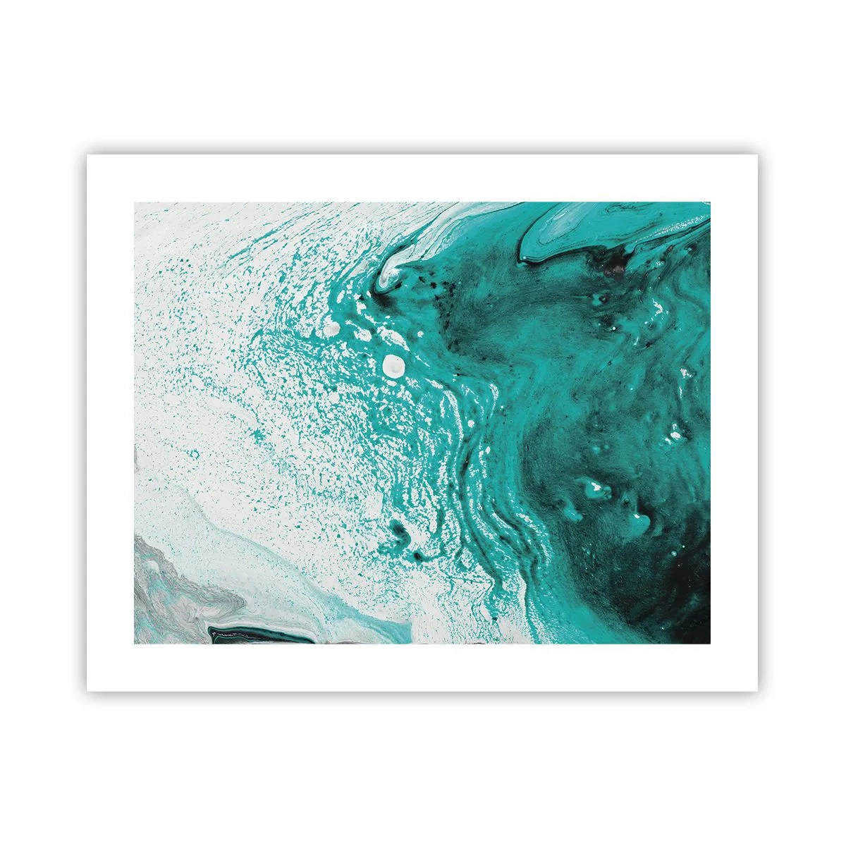 Poster - Dissolving in White and Turquoise - 50x40 cm
