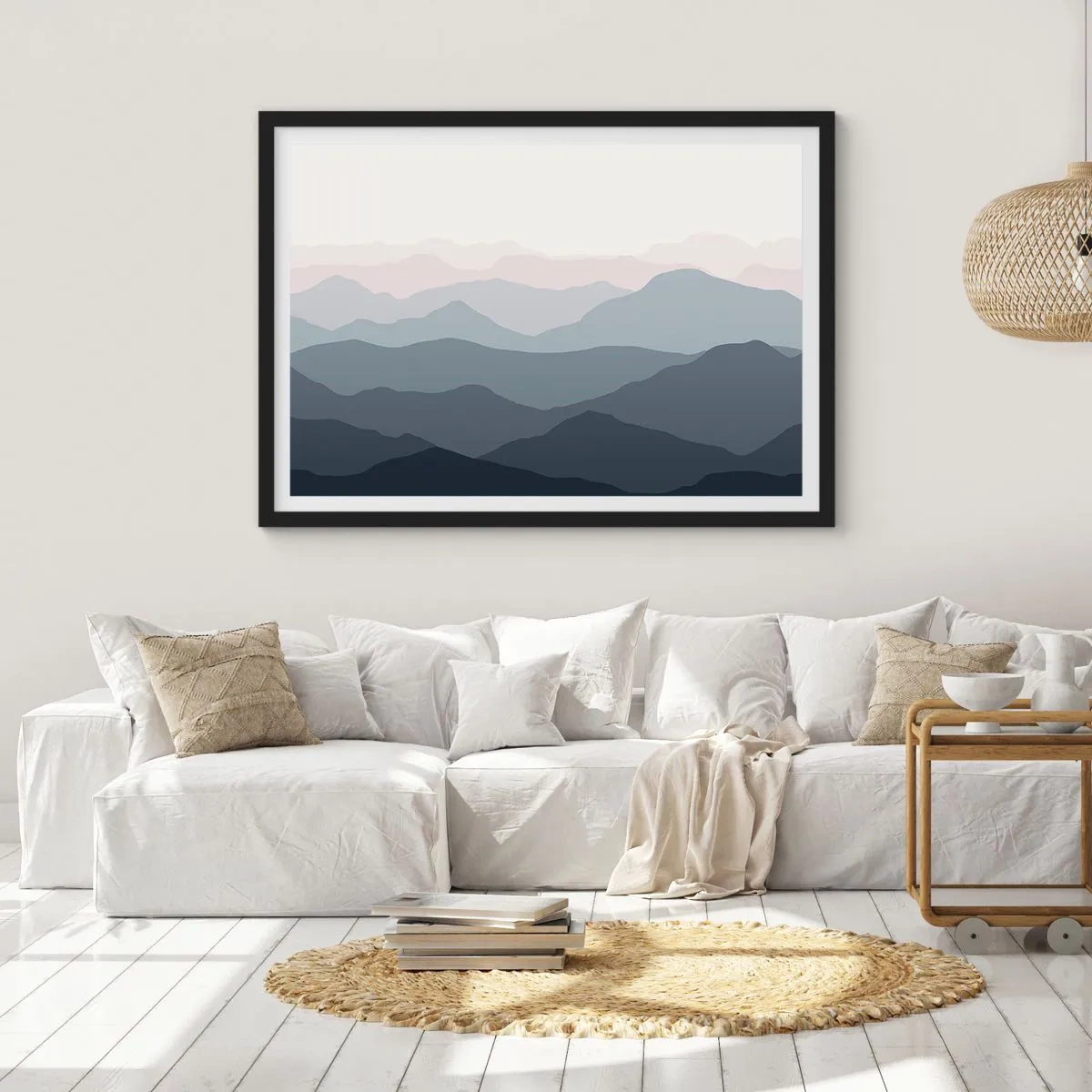 Poster in black frame - Mountain Waves - 100x70 cm