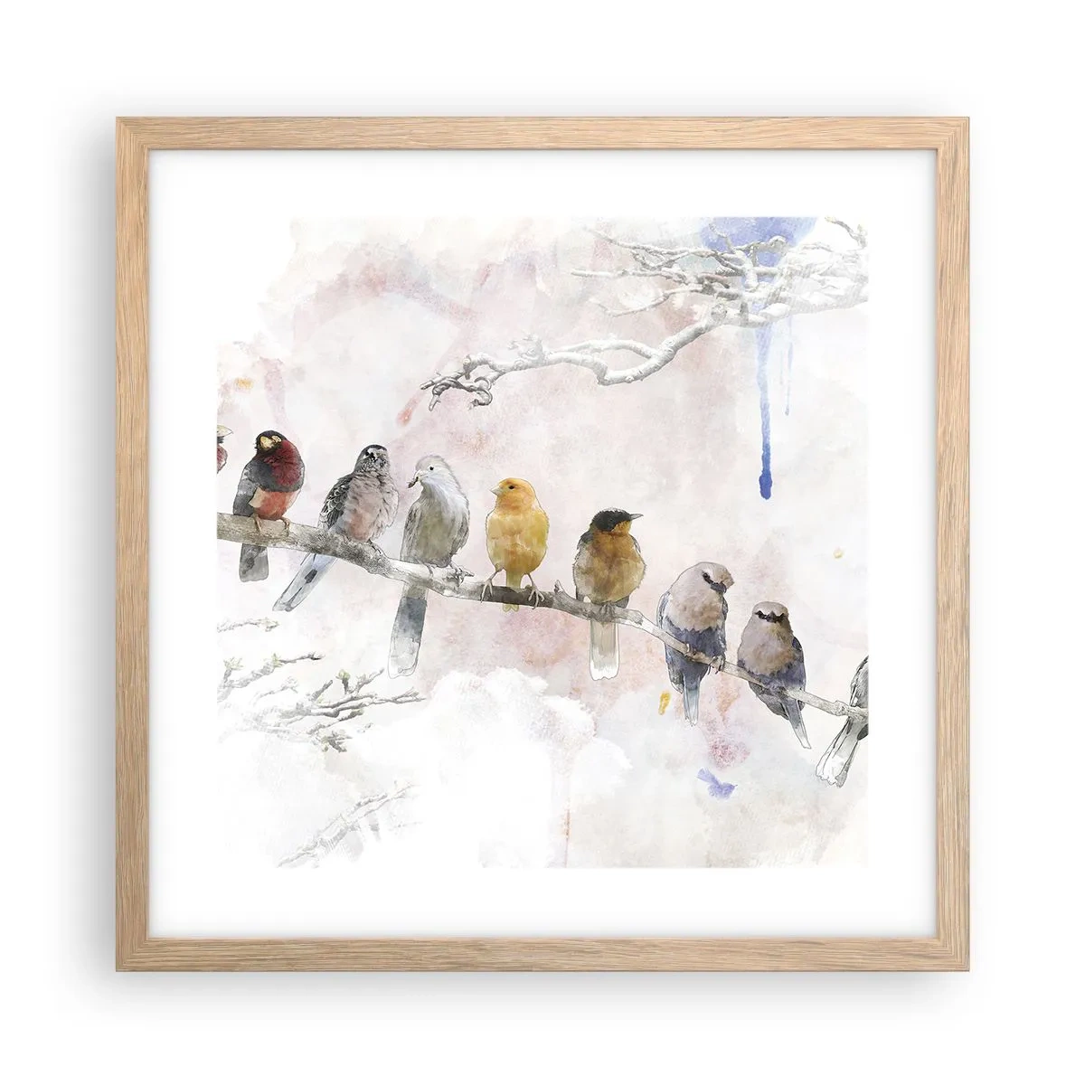 Poster in light oak frame - Winged Encounter - 40x40 cm