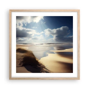 Poster in light oak frame - Beach, Wild Beach - 50x50 cm