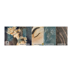 Photo Wallpaper Sample Premium Sand - Tale of a Queen with Lillies - Abstraction, Woman, Flowers - 100x30 cm