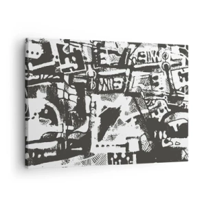 Canvas picture - Abstract monochrome retro pattern - 70x50cm - Order or Chaos? - Modern wall decoration for the living room and bedroom ARTTOR
