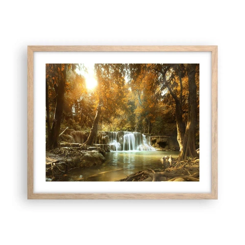 Poster in light oak frame - Park Cascade - 50x40 cm