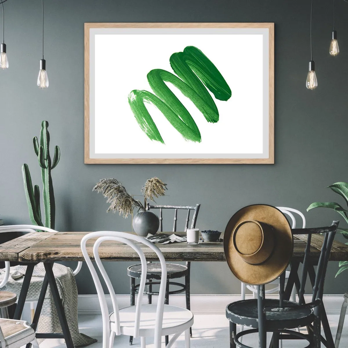 Poster in light oak frame - Green Joke - 50x40 cm