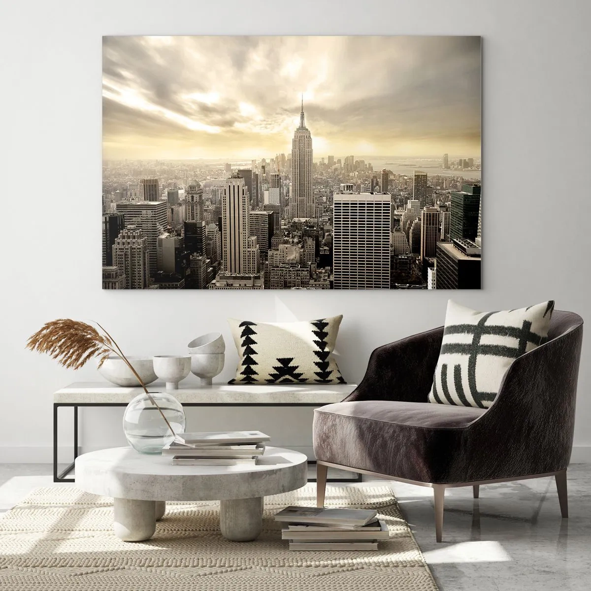 Glass picture - New York Woven in Grey - 100x70 cm