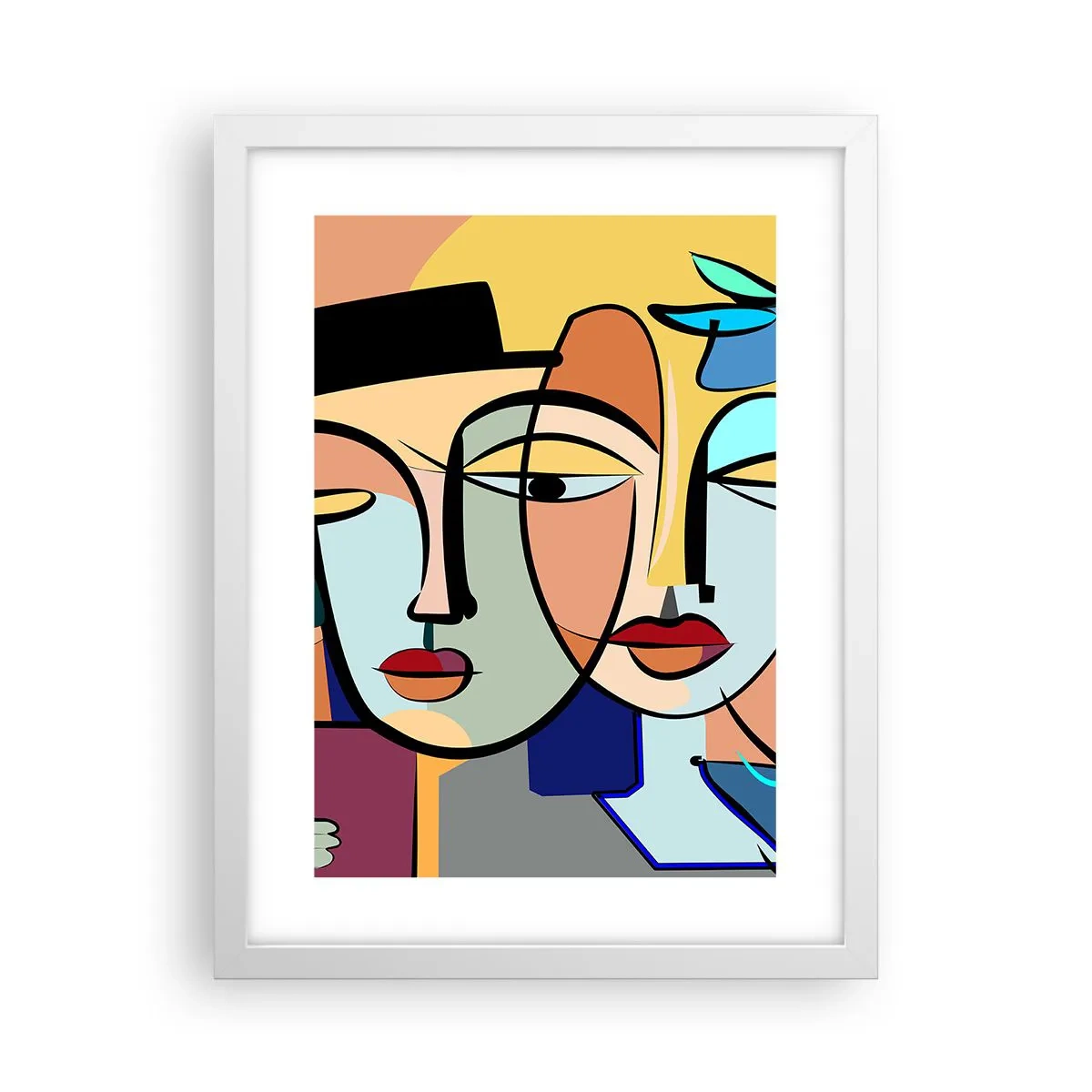 Poster in white frmae - Rendez-vous Picasso Style - 30x40 cm