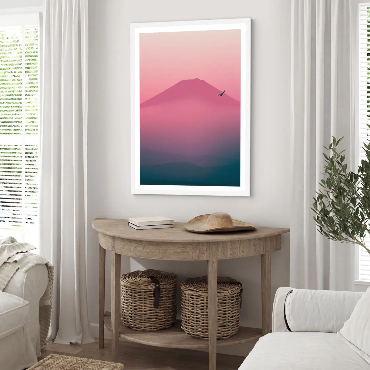 Poster in white frmae - Wanderers above Clouds - 50x70 cm