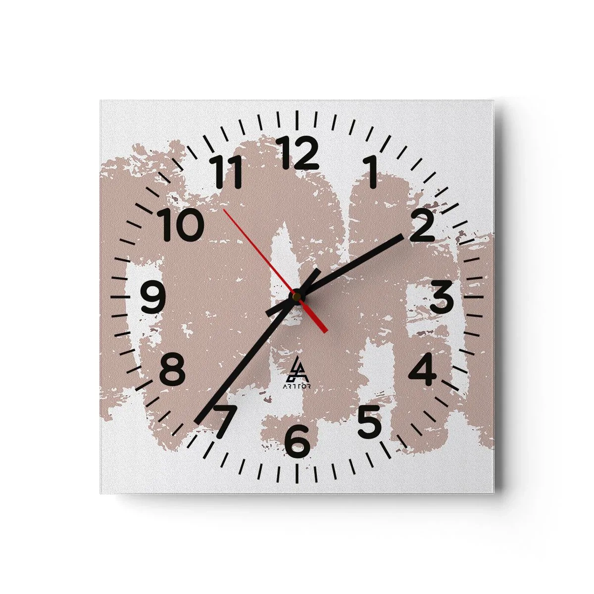 Wall clock - Clock on glass - Abstract in Delicate Pink - 30x30 cm