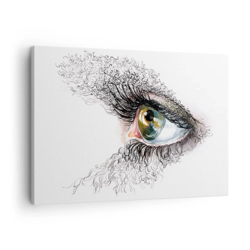 Canvas picture - An artistic eye with a yellow-green iris and intricate details. - 70x50cm - Look straight into the Soul - Modern wall decoration for the living room and bedroom ARTTOR