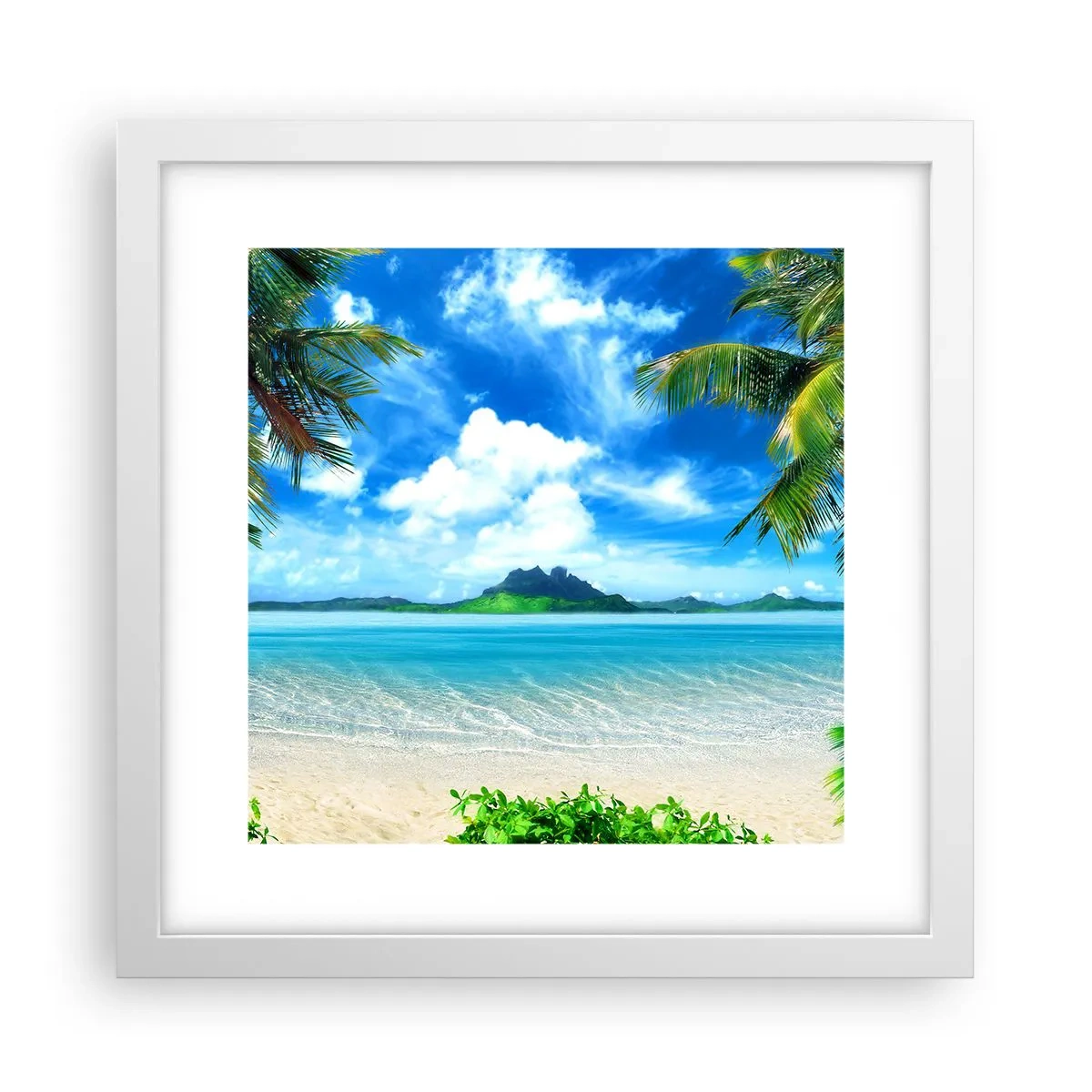 Poster in white frmae - Blue Tropics - 30x30 cm