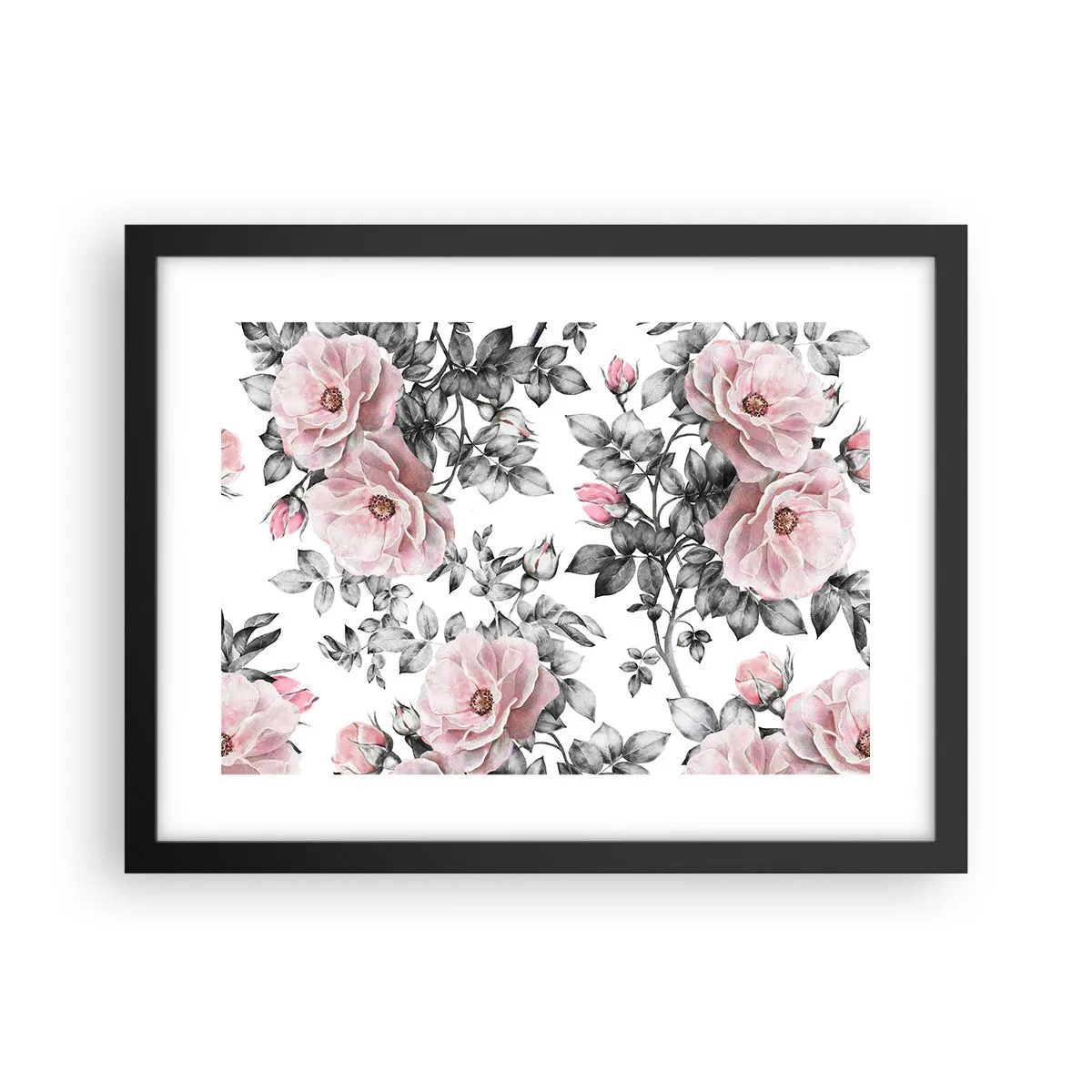 Poster in black frame - Getting Lost in Rose Flowers - 40x30 cm