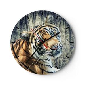 Wall clock - Clock on glass - Portrait in Rays of Light - 40x40 cm