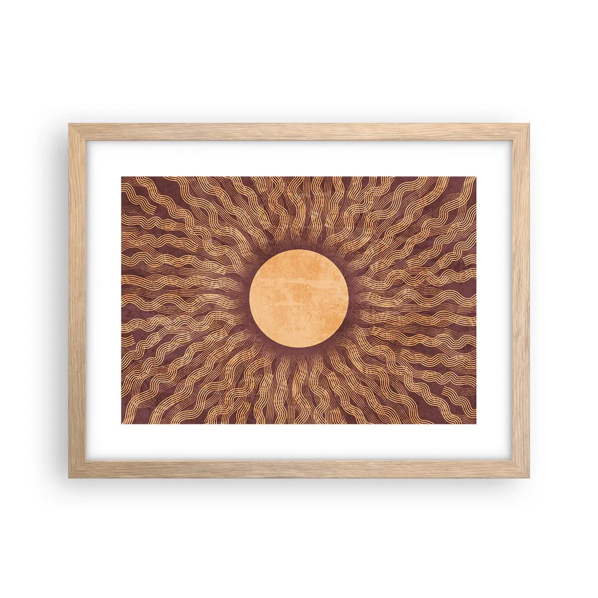 Poster in light oak frame - Sun Icon - 40x30 cm