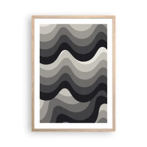 Poster in light oak frame - Wave after Wave - 50x70 cm