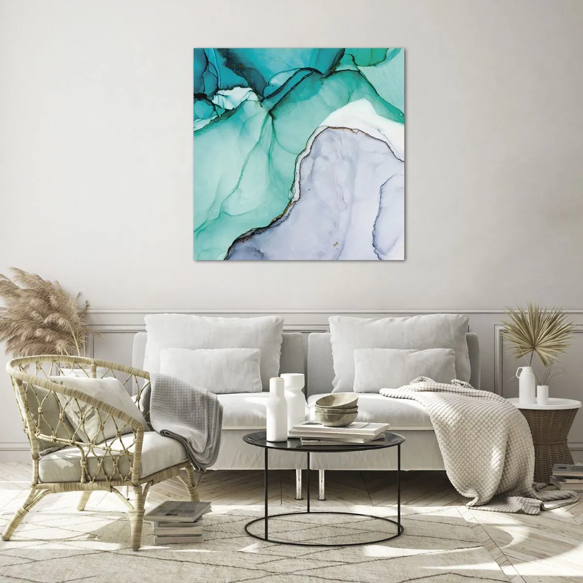 Glass picture - Study in Turquoise - 40x40 cm