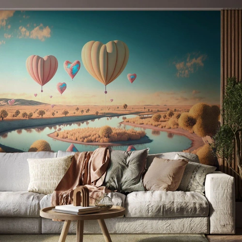 Photo Wallpaper Premium Canvas - Love Lifts You up - Balloons, Pastel, Candy - 300x210 cm