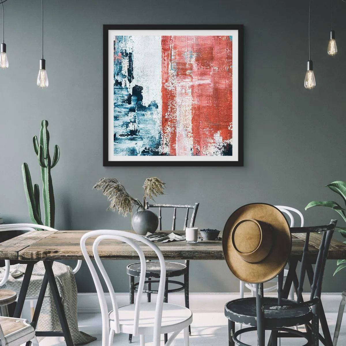 Poster in black frame - Abstract Fifty Fifty - 30x30 cm