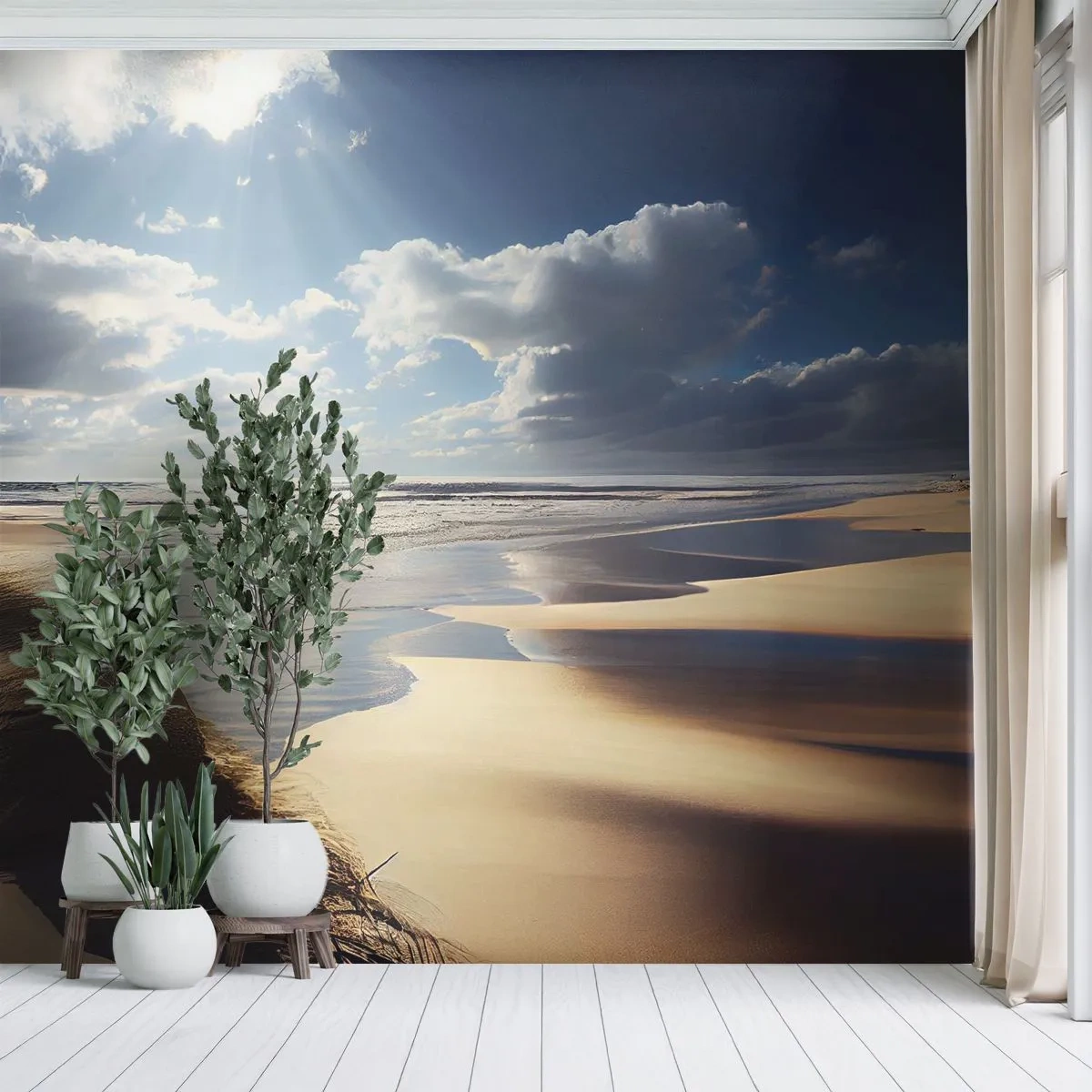 Photo Wallpaper Standard Eco - Beach, Wild Beach - Beach, Sea, Dunes - 300x210 cm