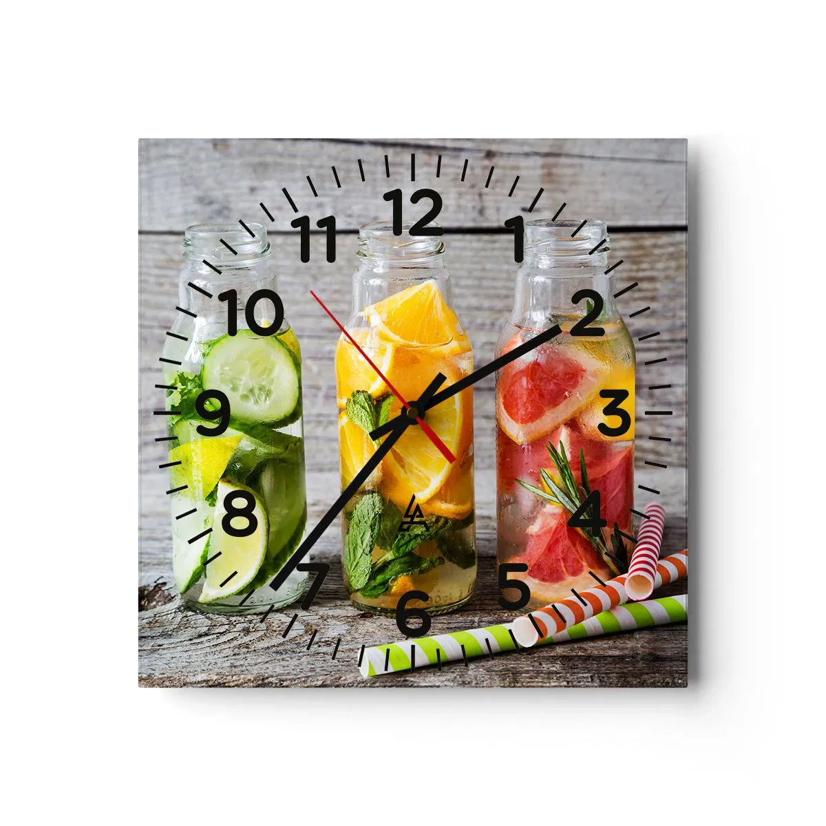 Wall clock - Clock on glass - Healthy by Nature - 30x30 cm