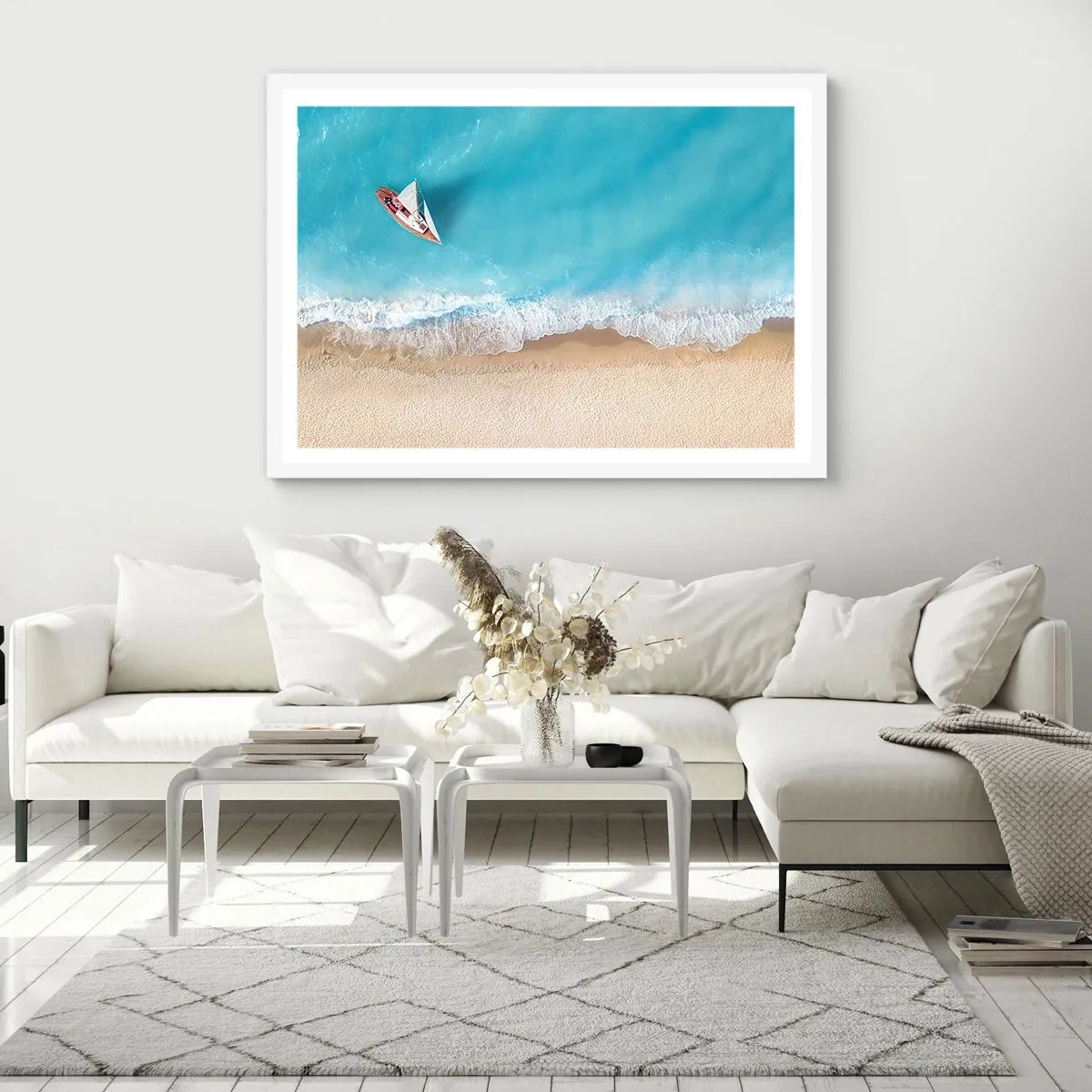Poster in white frmae - On the Border of Blue and Gold - 70x50 cm