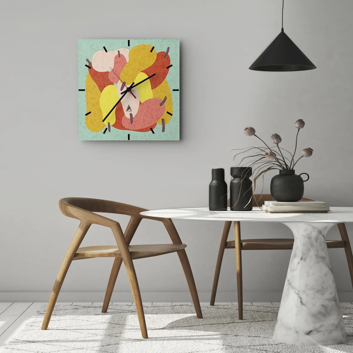 Wall clock - Clock on glass - Try Summer Sun - 30x30 cm